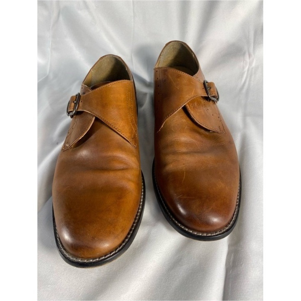 Nunnbush Comfort Gel Men's Newton Monk Strap Leather Shoe - Vintage Brown 10M
